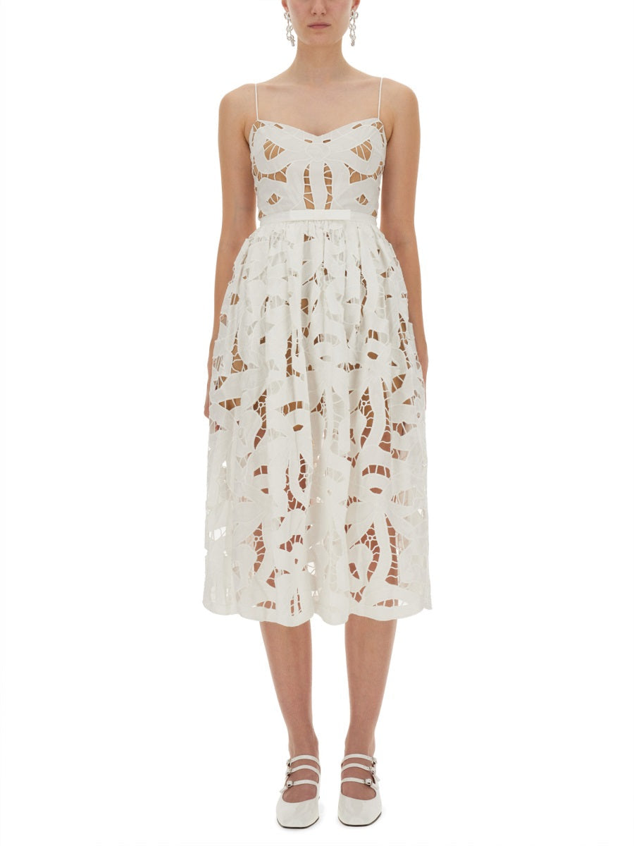 Self-Portrait Women Embroidered Midi Dress With Bow by Luosophy
