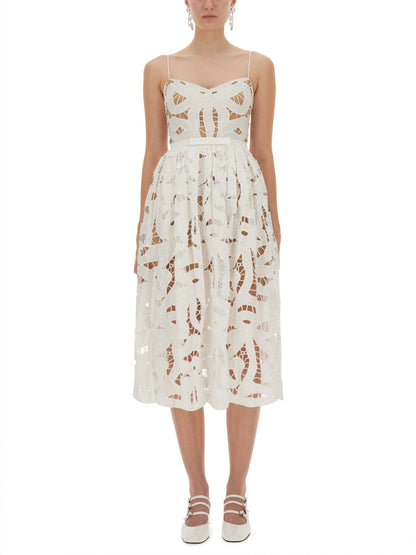 Self-Portrait Women Embroidered Midi Dress With Bow by Luosophy