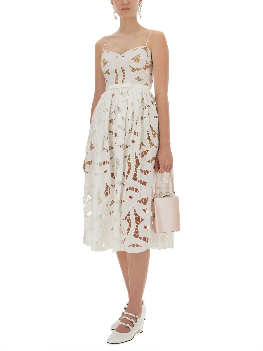 Self-Portrait Women Embroidered Midi Dress With Bow by Luosophy