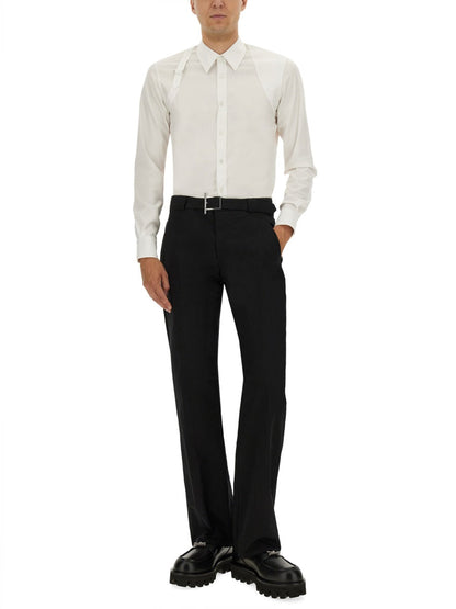Alexander Mcqueen Men Pants With "T-Bar" Belt by Luosophy