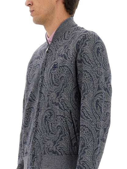 Etro Men Jacquard Bomber Jacket With Logo by Luosophy