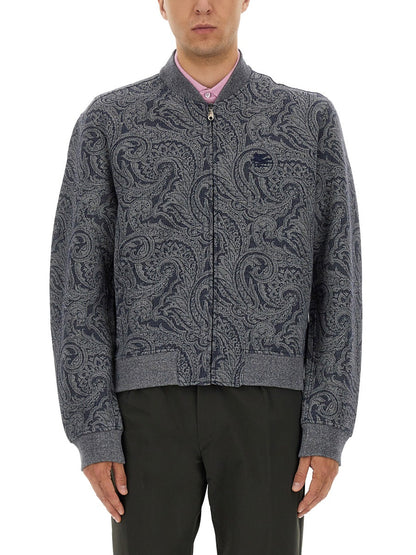Etro Men Jacquard Bomber Jacket With Logo by Luosophy