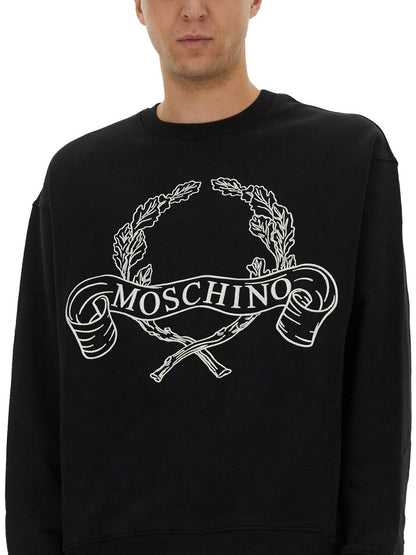 Moschino Men Sweatshirt With Laurel Crown Logo Embroidery by Luosophy