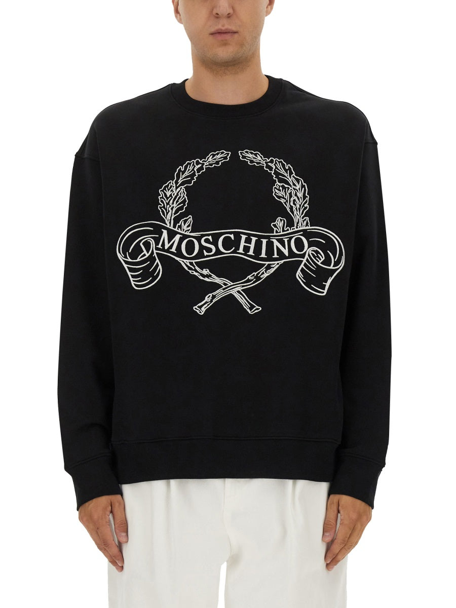Moschino Men Sweatshirt With Laurel Crown Logo Embroidery by Luosophy