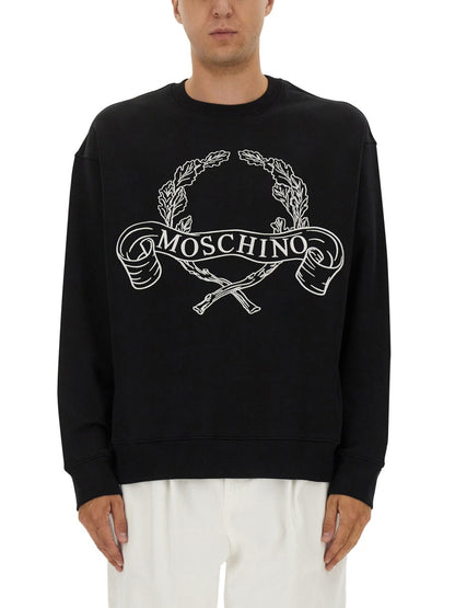 Moschino Men Sweatshirt With Laurel Crown Logo Embroidery by Luosophy