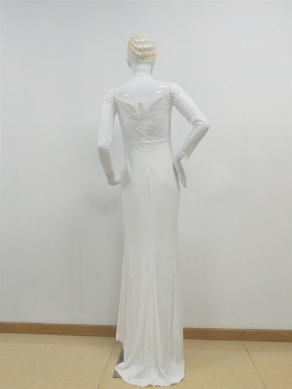 Autumn Women Clothing Off Shoulder Lace Long Sleeve Dress Mop Wedding Dress by Ragazza