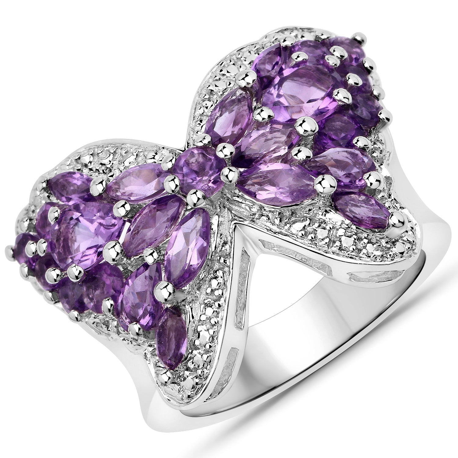 3.08 Carat Genuine Amethyst .925 Sterling Silver Ring  DestGlow
