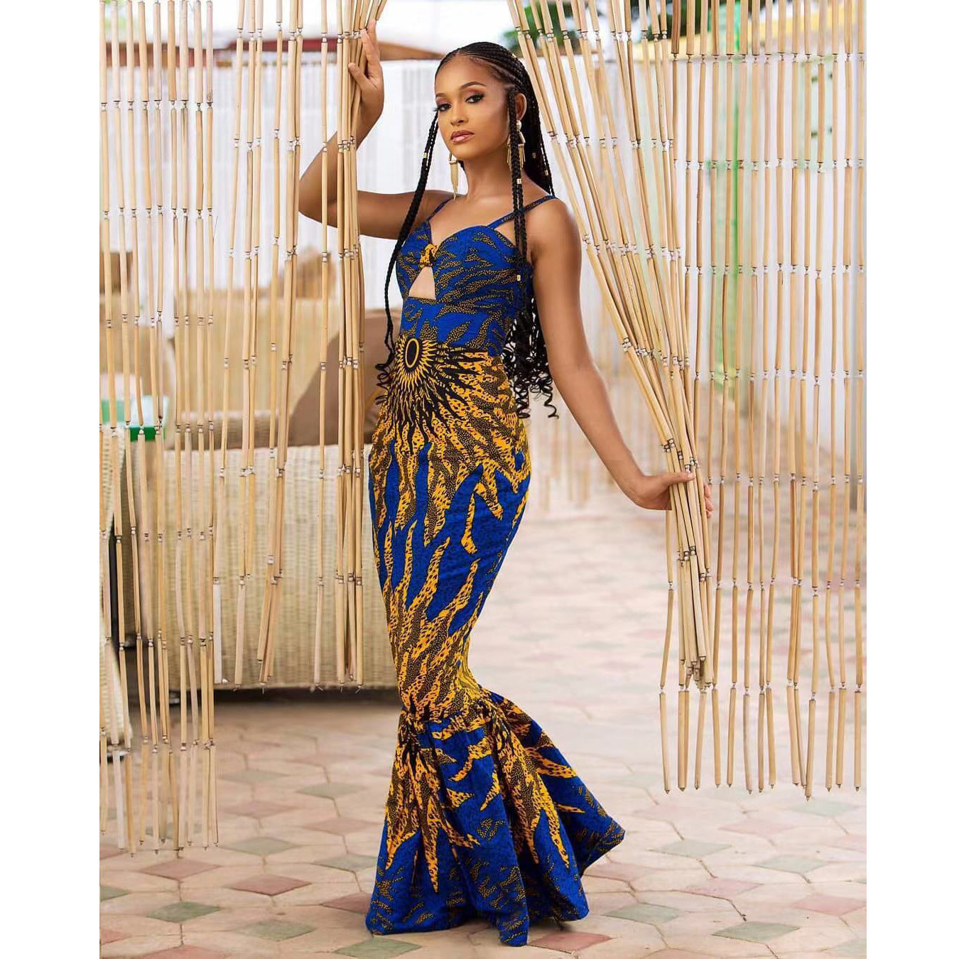 Women Clothes Popular African Digital Printing Dress Fishtail Hanging Dress Women by Ragazza