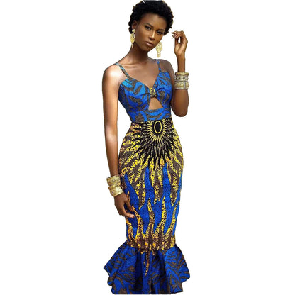 Women Clothes Popular African Digital Printing Dress Fishtail Hanging Dress Women by Ragazza