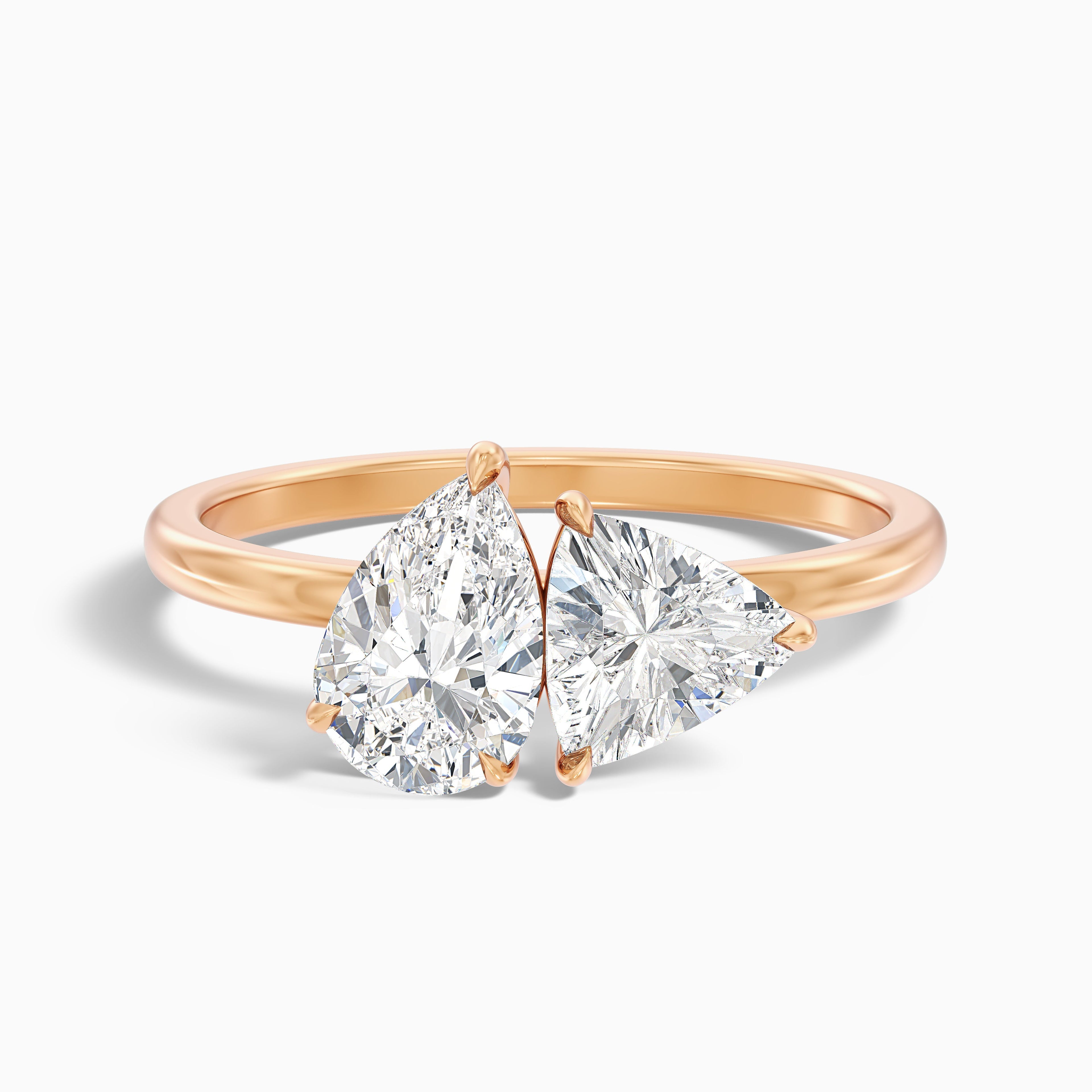 Elsie Toi Et Moi Ring in 10k White Gold With Pear and Trillion Cut Two Stone Moissanite Diamond (1 Ct. Tw.)