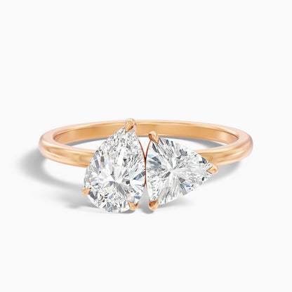 Elsie Toi Et Moi Ring in 10k White Gold With Pear and Trillion Cut Two Stone Moissanite Diamond (1 Ct. Tw.)