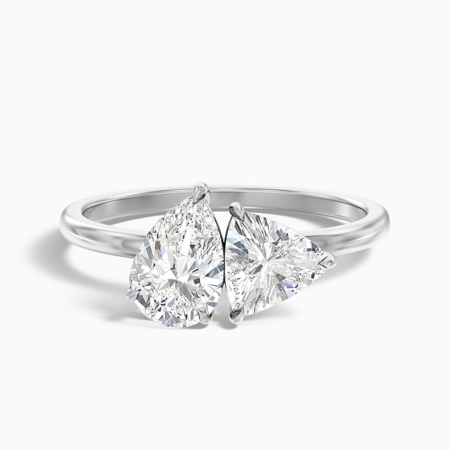 Olivia Toi Et Moi Engagement Ring in 10k Yellow Gold With Pear and Trillion Cut Two Stone Lab Grown Diamond (2 Ct. Tw.)  DestGlow