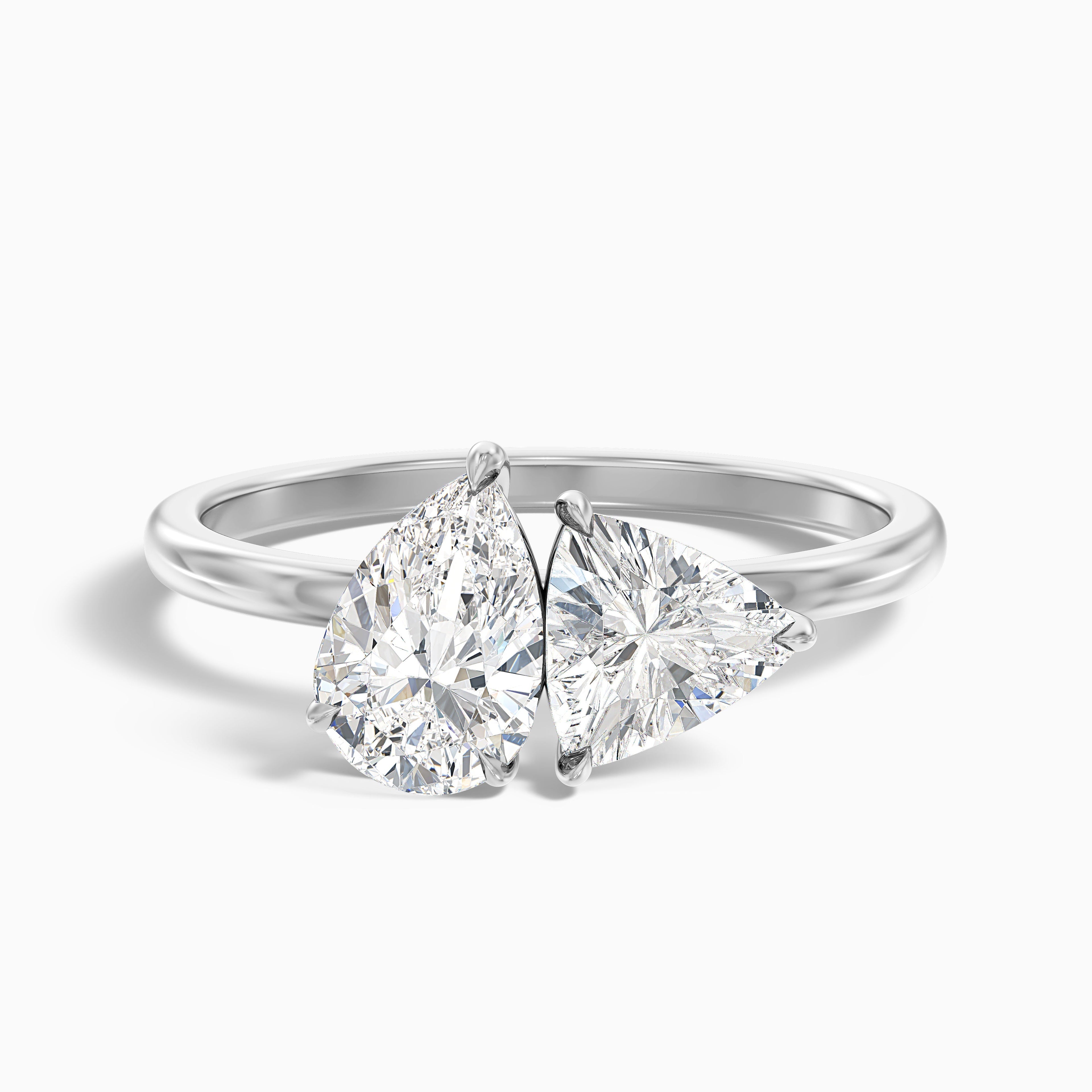 Elsie Toi Et Moi Ring in 14k Yellow Gold With Pear and Trillion Cut Two Stone Moissanite Diamond (2 Ct. Tw.)