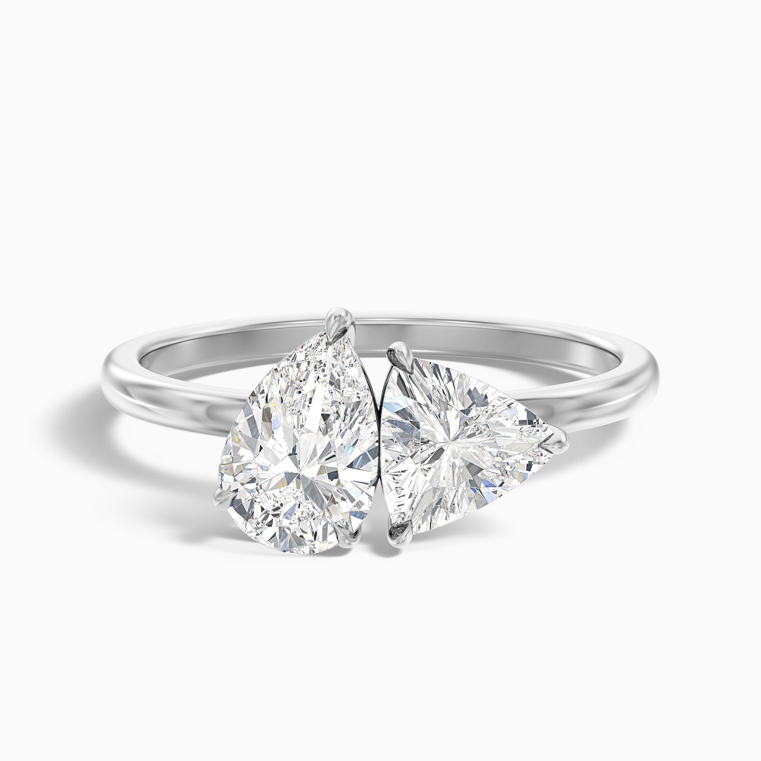 Elsie Toi Et Moi Ring in 925 Sterling Silver With Pear and Trillion Cut Two Stone Moissanite Diamond (1.5 Ct. Tw.)