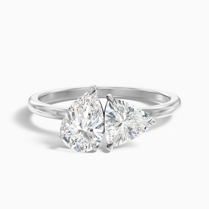 Elsie Toi Et Moi Ring in 10k Yellow Gold With Pear and Trillion Cut Two Stone Moissanite Diamond (2 Ct. Tw.)