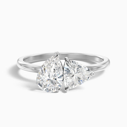 Elsie Toi Et Moi Ring in 925 Sterling Silver With Pear and Trillion Cut Two Stone Moissanite Diamond (3 Ct. Tw.)