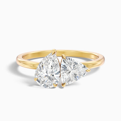 Elsie Toi Et Moi Ring in 10k Yellow Gold With Pear and Trillion Cut Two Stone Moissanite Diamond (2 Ct. Tw.)