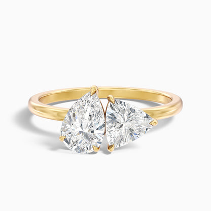 Elsie Toi Et Moi Ring in 925 Sterling Silver With Pear and Trillion Cut Two Stone Moissanite Diamond (3 Ct. Tw.)
