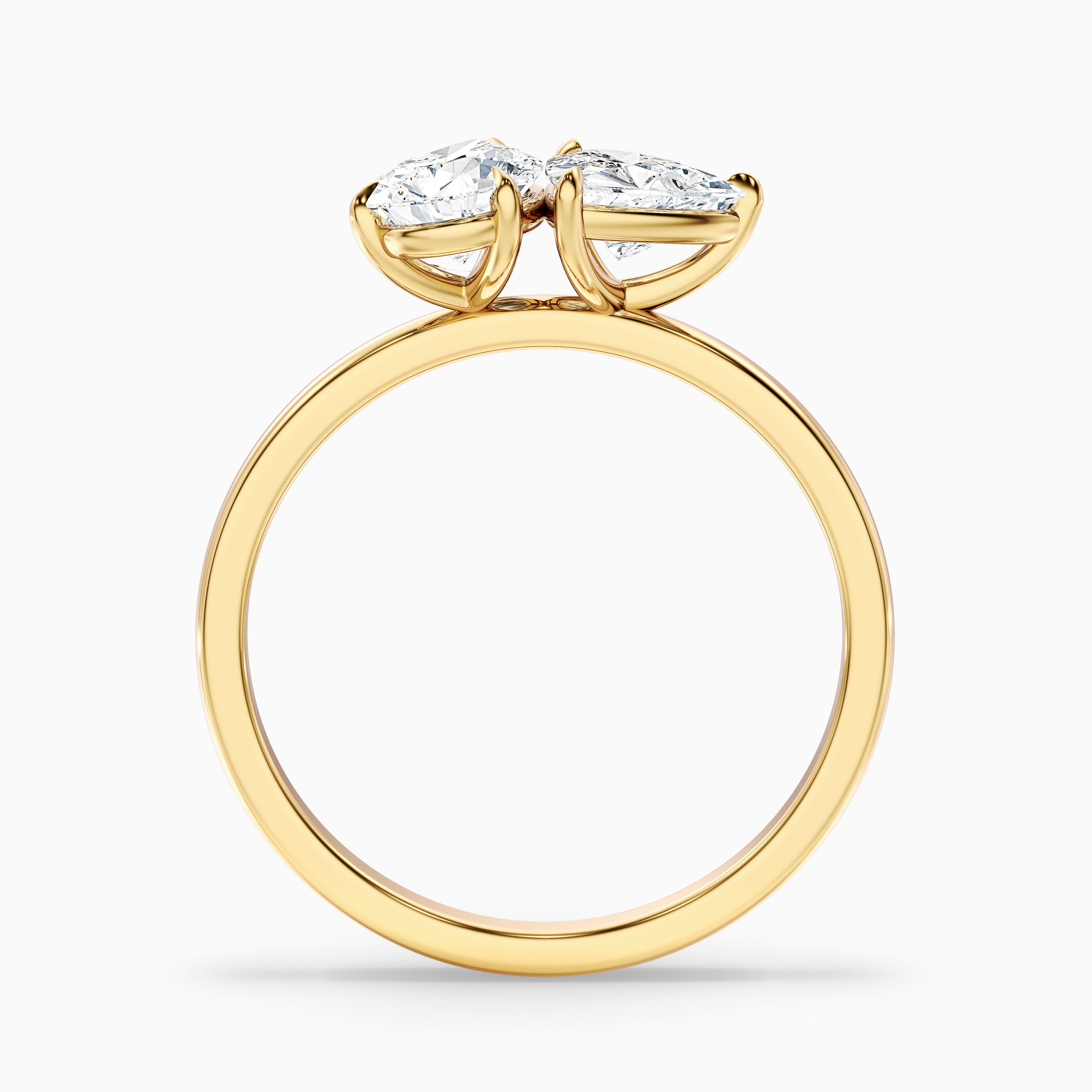 Elsie Toi Et Moi Ring in 18k White Gold With Pear and Trillion Cut Two Stone Moissanite Diamond (2.5 Ct. Tw.)
