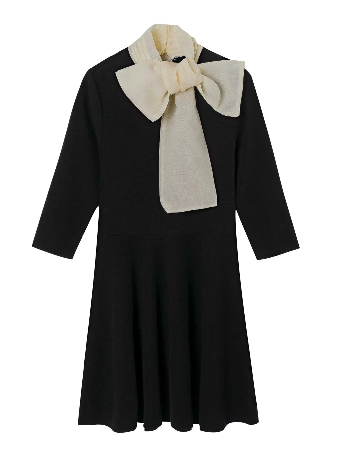Winter Women Clothing Bowknot Decorative Stitching Dress by Ragazza