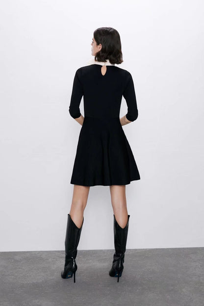 Winter Women Clothing Bowknot Decorative Stitching Dress by Ragazza