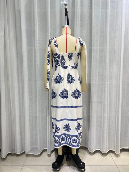 Summer Women V neck Ethnic Autumn Long Sleeve Elegant Embroidered Short Dress by Ragazza