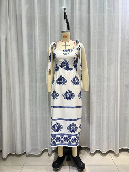 Summer Women V neck Ethnic Autumn Long Sleeve Elegant Embroidered Short Dress by Ragazza