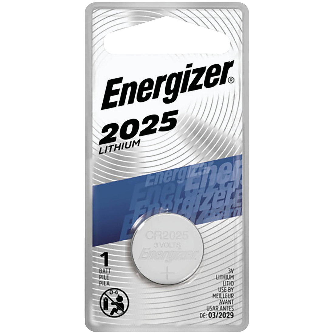 Energizer 3 Volt Lithium Coin Button Cell Electronic / Watch Batteries ECR2025BP, Color: Silver, Battery Quantity: 1, Power: 3 Volts 
