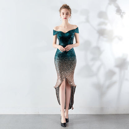 Wrapped Chest See through L Gradient Sequin Sheath Sexy Dress Wedding Cocktail Party Gift by Ragazza