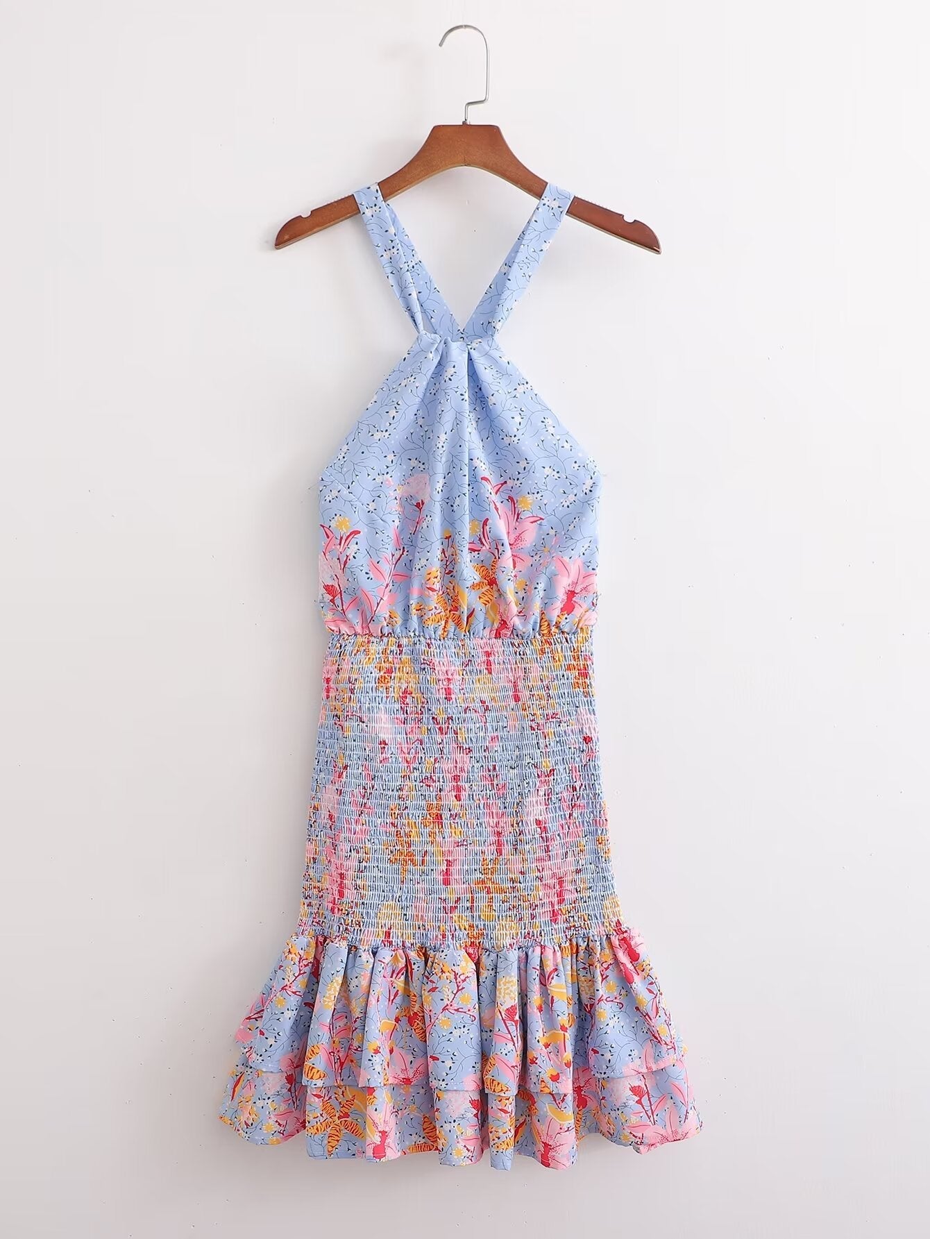 Fall Women Printed Back Bow Cross Dress by Ragazza