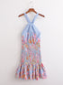 Fall Women Printed Back Bow Cross Dress by Ragazza
