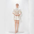Spring Summer Stand Collar Single Breasted Lantern Sleeve Positioning Printed Dress by Ragazza