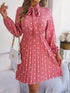 Real Shot Spring Summer Polka Dot Self Tie Waist Controlled Long Sleeves Pleated Women Clothing by Ragazza
