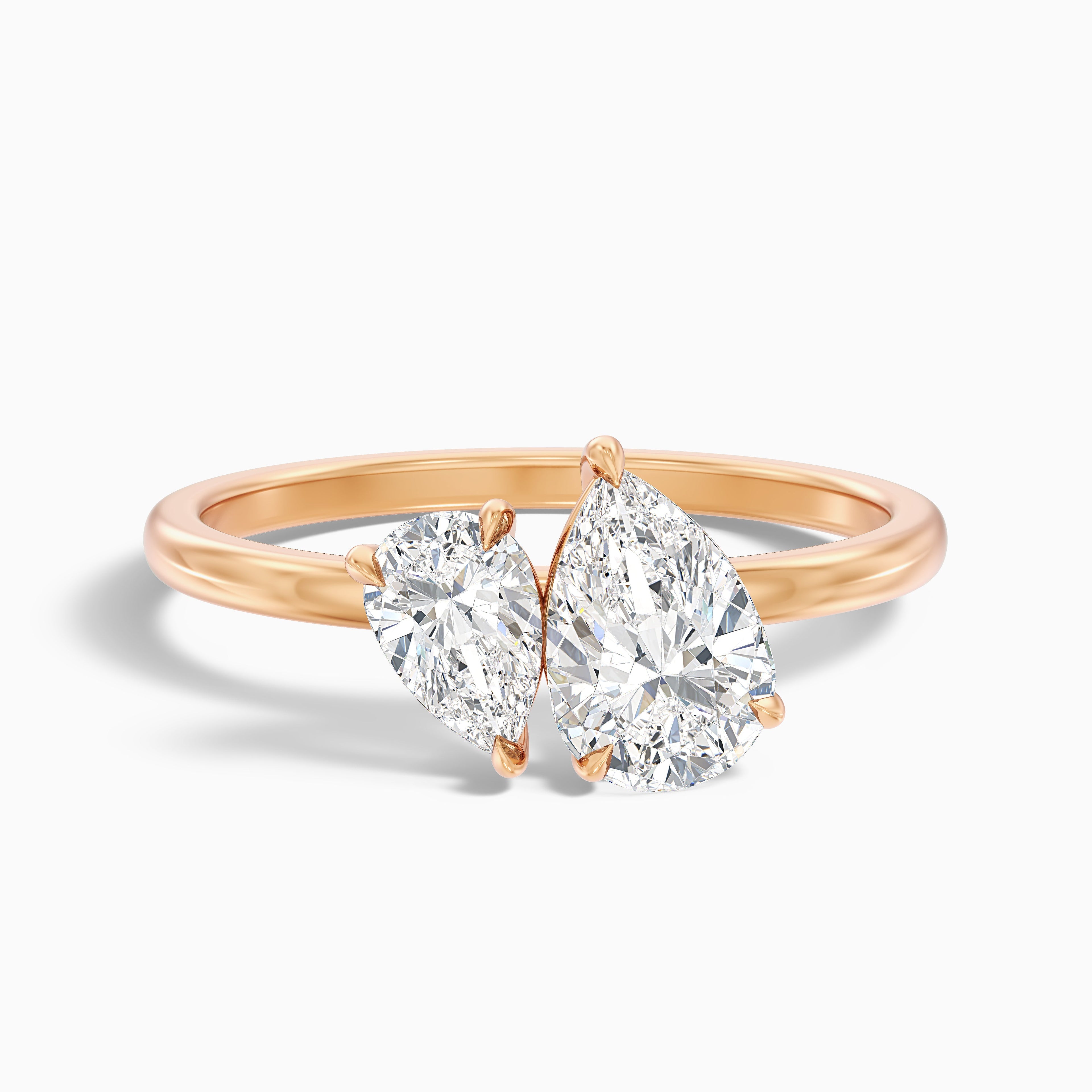 Maisie Toi Et Moi Diamond Ring in 14k White Gold With Both Pear Two Stone Lab Grown Diamond (5 Ct. Tw.)