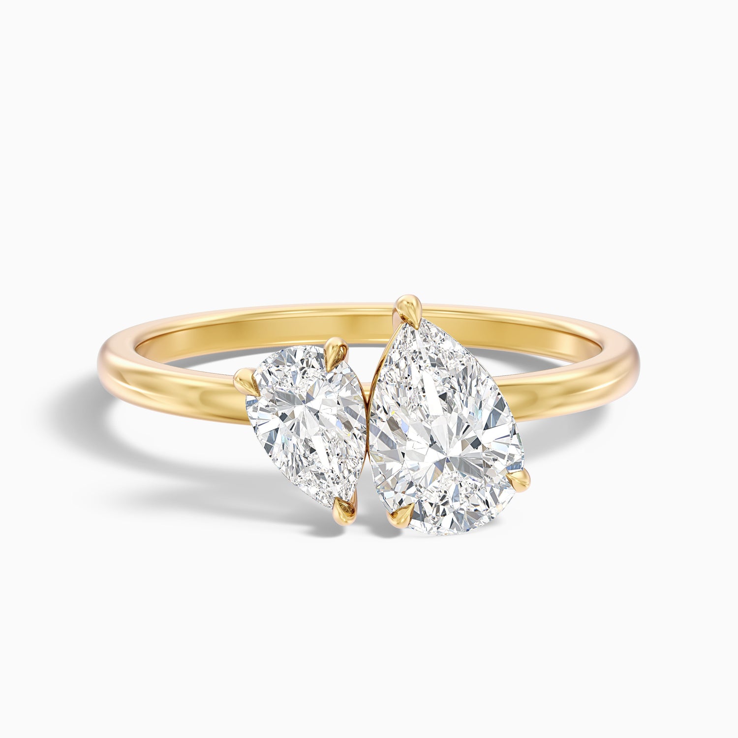 Skye Toi Et Moi Engagement Ring in 18k Rose Gold With Both Pear Two Stone Moissanite Diamond (4 Ct. Tw.)