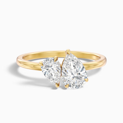Maisie Toi Et Moi Diamond Ring in 18k Yellow Gold With Both Pear Two Stone Lab Grown Diamond (4 Ct. Tw.)