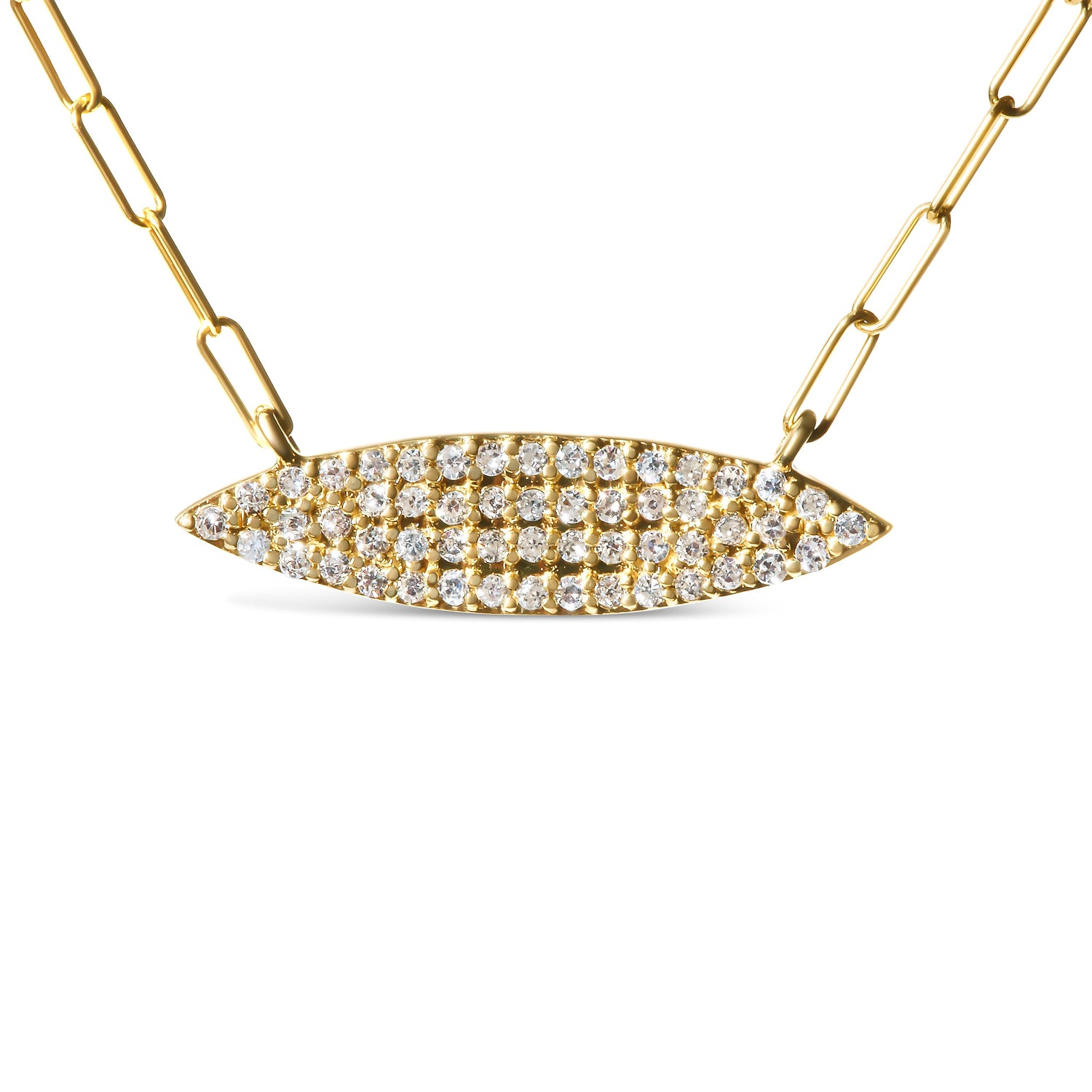 14K Yellow Gold 3/8 Cttw Two-Strand Marquise and Bar Charm Paper Clip Link Pendant Necklace (I-J Color, I1-I2 Clarity) -18" and 20" Inch Lengths by Bids.com