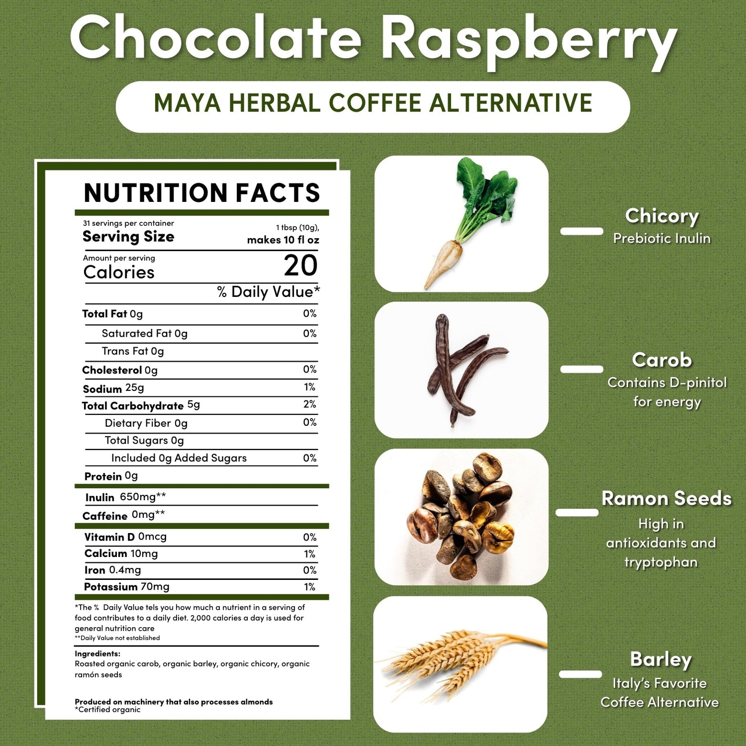 Chocolate Raspberry Chicory Herbal Coffee
