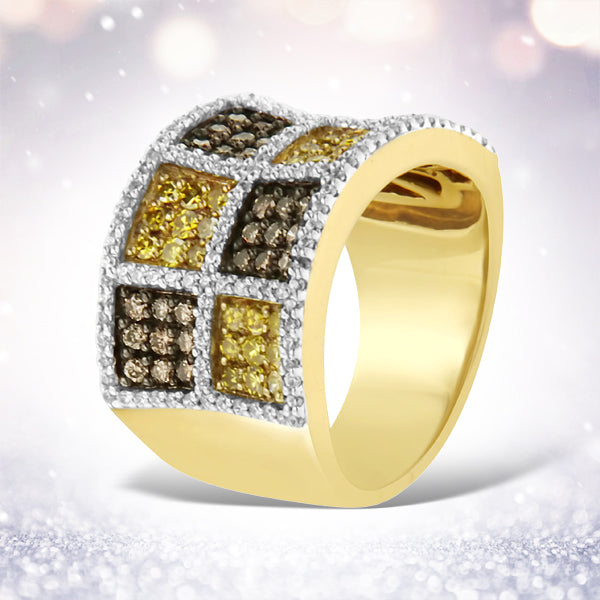 14KT Yellow Gold Champagne, Yellow and Round Diamond Band Ring (1 1/2 cttw, H-I Color, I1-I2 Clarity) by Bids.com