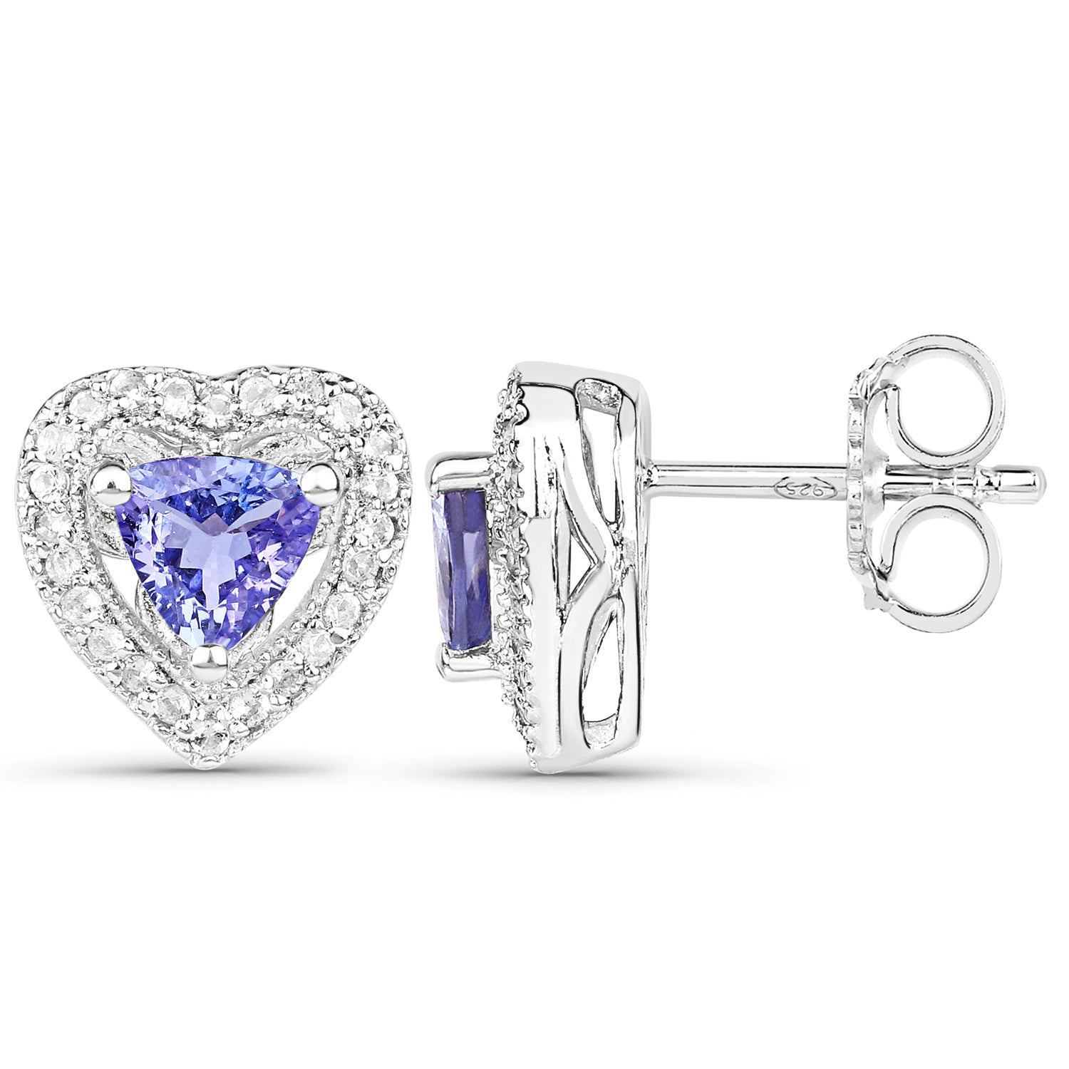 1.18 Carat Genuine Tanzanite &amp; White Topaz .925 Sterling Silver Earrings  DestGlow