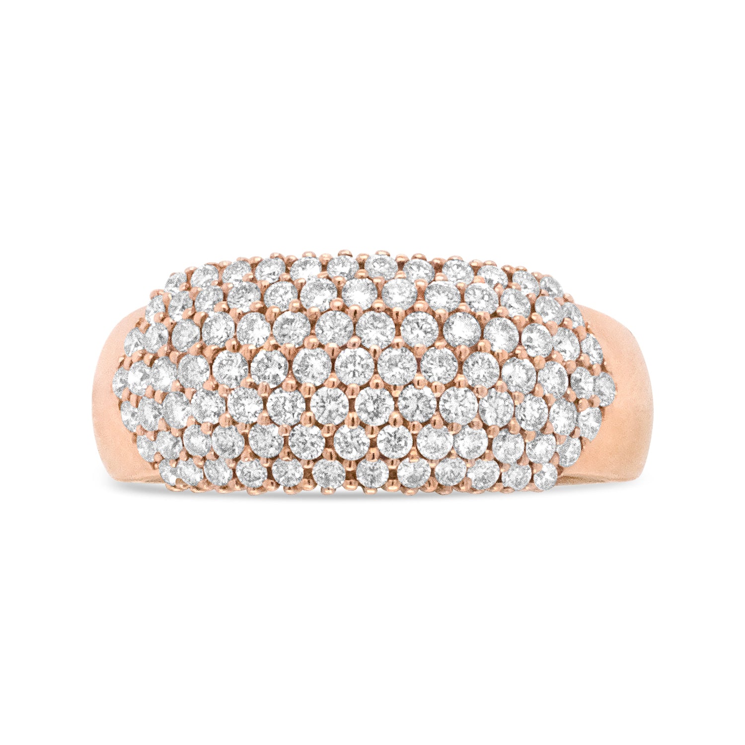 18K Rose Gold 1.00 Cttw Diamond Multi Row Dome Band Ring (F-G Color, VS1-VS2 Clarity) - Ring size 7 by Bids.com
