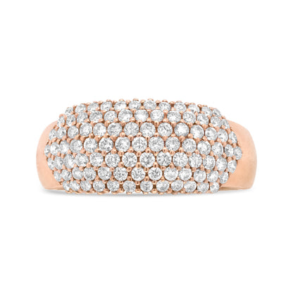 18K Rose Gold 1.00 Cttw Diamond Multi Row Dome Band Ring (F-G Color, VS1-VS2 Clarity) - Ring size 7 by Bids.com