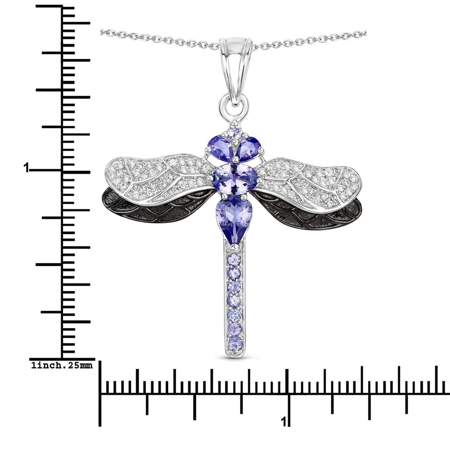 1.99 Carat Genuine Tanzanite and White Zircon .925 Sterling Silver Pendant  DestGlow
