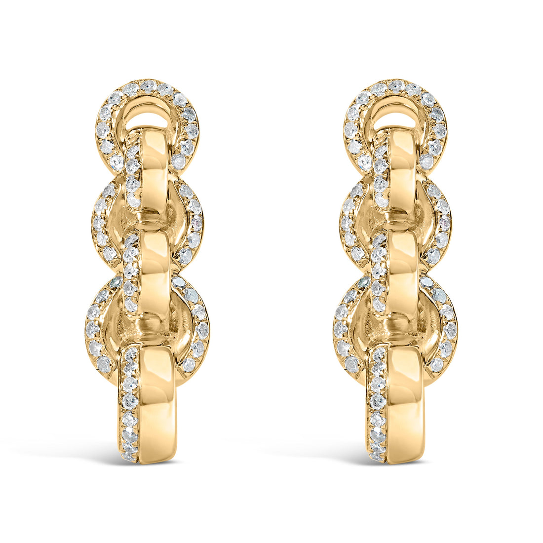 14K Yellow Gold Plated .925 Sterling Silver 1/2 Cttw Diamond Chain Link Drop Earrings (H-I Color, I1-I2 Clarity) by Bids.com
