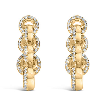 14K Yellow Gold Plated .925 Sterling Silver 1/2 Cttw Diamond Chain Link Drop Earrings (H-I Color, I1-I2 Clarity) by Bids.com