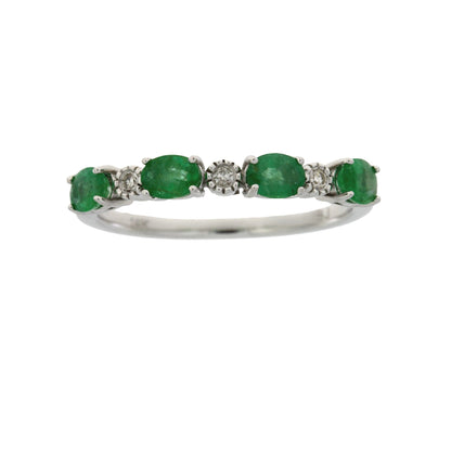Emerald Diamond Fashion band rings 14KT White Gold by Bids.com