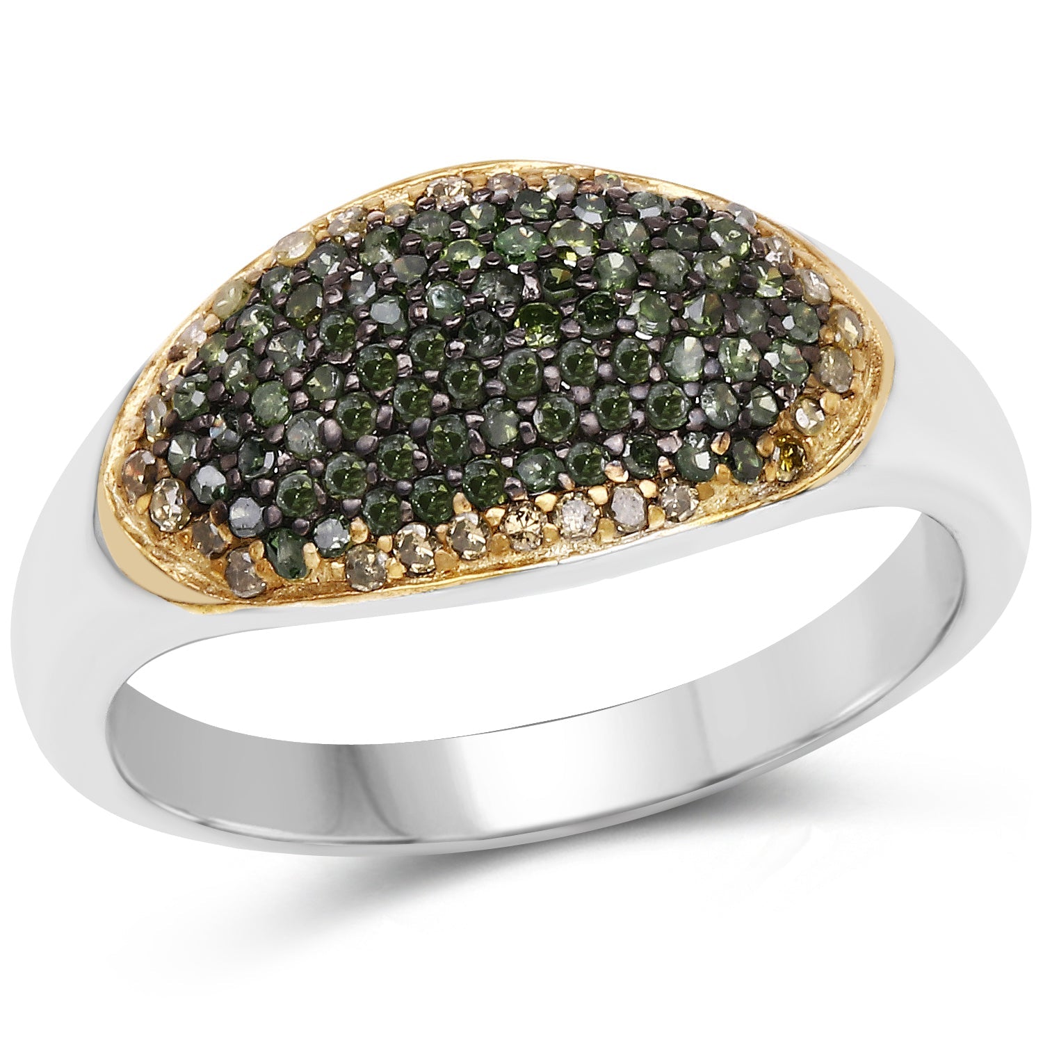 0.45 Carat Genuine Green Diamond and Yellow Diamond .925 Sterling Silver Ring by Bids.com