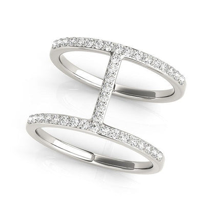 14k White Gold Dual Band Bridge Style Diamond Ring (3/8 cttw) by Bids.com