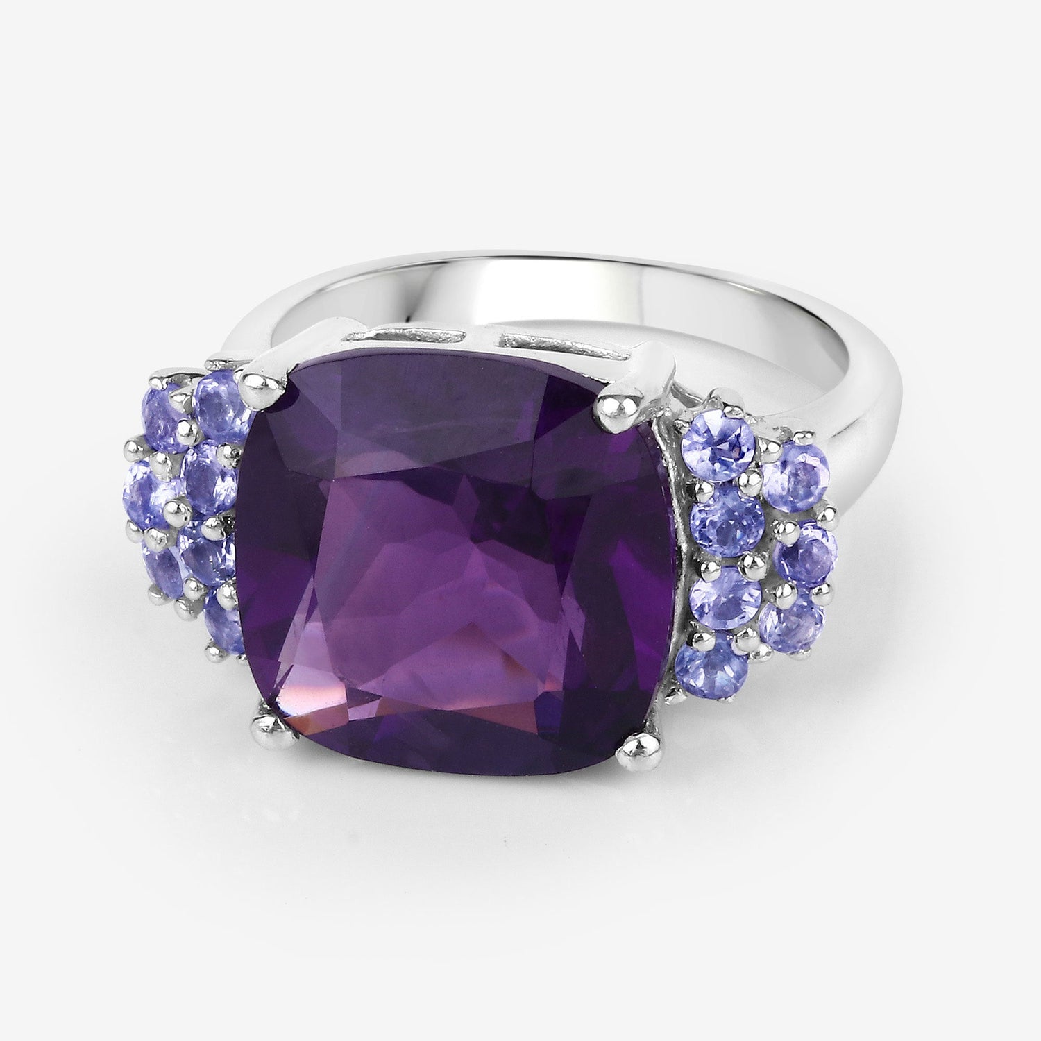 6.34 Carat Genuine Amethyst and Tanzanite .925 Sterling Silver Ring by Bids.com
