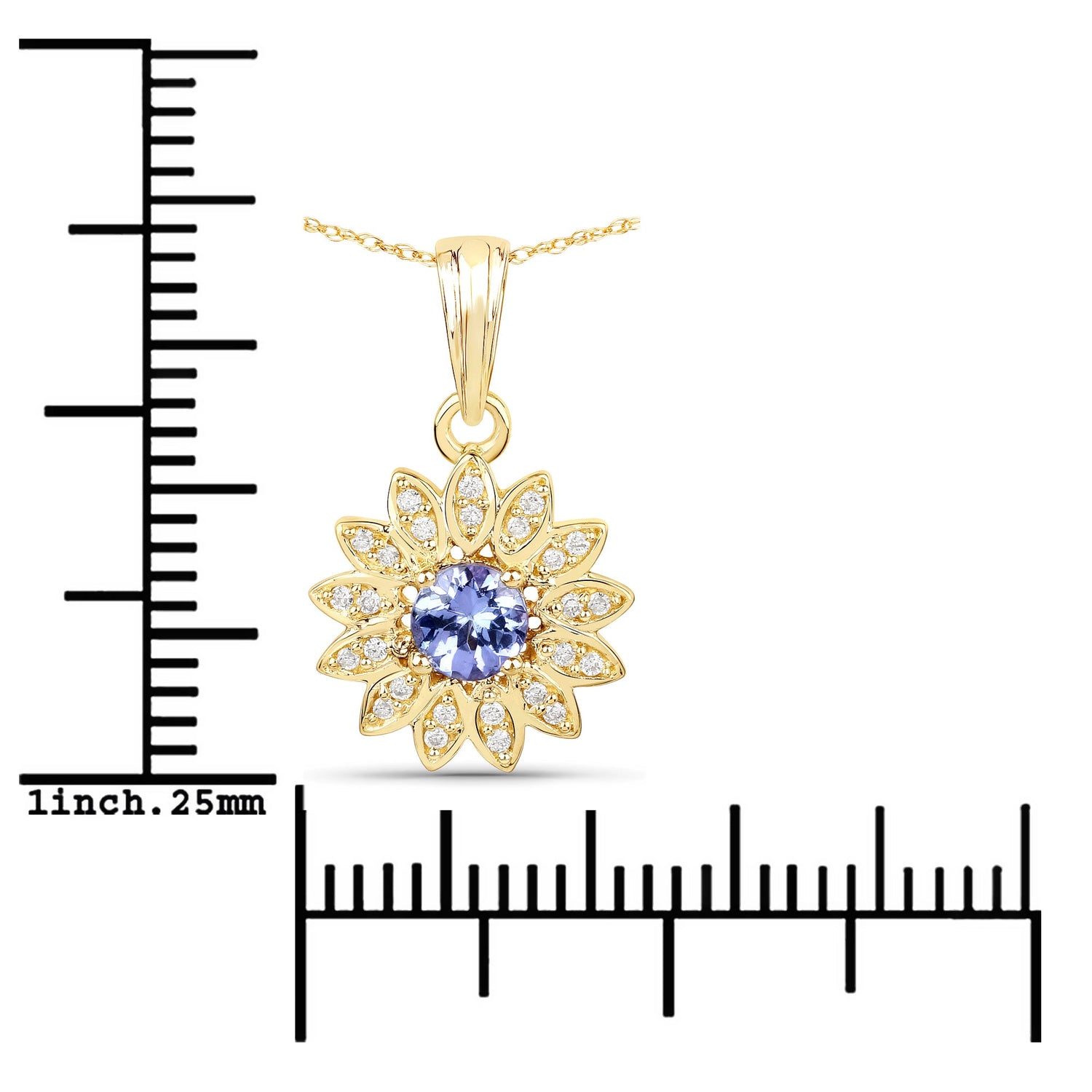 0.31 Carat Genuine Tanzanite and White Diamond 14K Yellow Gold Pendant by Bids.com